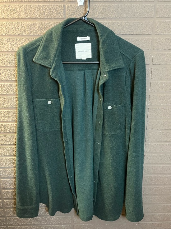 Thread & Supply Tops - Thread & Supply Relaxed Fit Dark Green Fleece Shacket size M